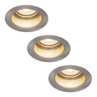 Set van 3 Mari - LED platte inbouwspots met lage inbouwdiepte - 6 Watt 570 Lumen - 2700K Warm wit - GU10 LED Module - Verzonken - Dimbaar - Rond - IP65 waterdicht - RVS - thumbnail