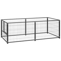 VidaXL Hondenkennel 200x100x70 cm staal zwart - thumbnail