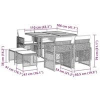9-delige Tuinset met kussens poly rattan beige - thumbnail