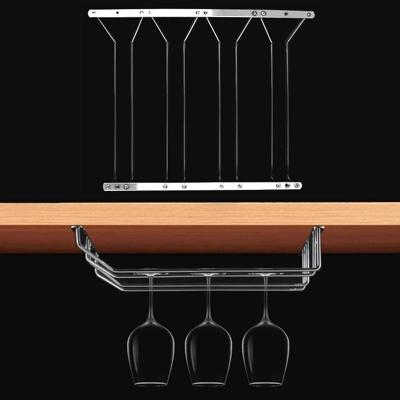 MICLAN vier rijen RVS opknoping Wijnglas houder grootte: 34 * 38 * 43 cm