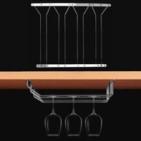 MICLAN vier rijen RVS opknoping Wijnglas houder grootte: 34 * 38 * 43 cm - thumbnail