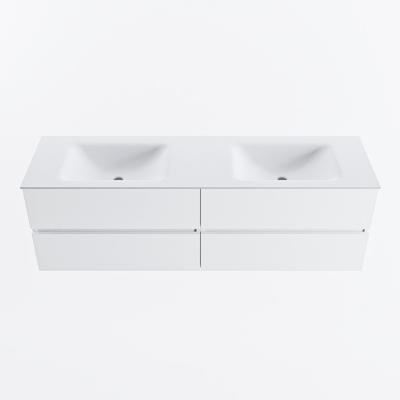 MONDIAZ VICA 160cm badmeubel onderkast Talc 4 lades. Wastafel CLOUD dubbel zonder kraangat, kleur Talc.