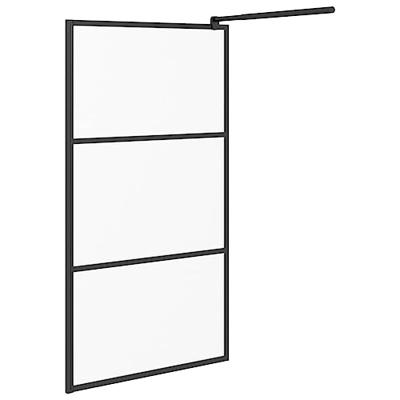 VidaXL Inloopdouchewand 100x195 cm mat esg-glas zwart - thumbnail