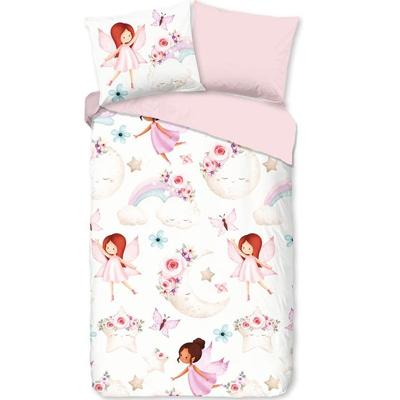 Good Morning Kinderdekbedovertrek "regenboog, maan en fee" - Multi - (140x200/220 cm) - Katoen