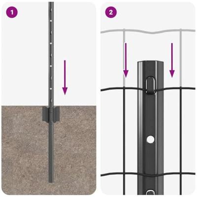 VidaXL Hek met paal grijs 0,8 x 10 m staal en pvc