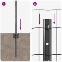 VidaXL Hek met paal grijs 0,8 x 10 m staal en pvc - thumbnail