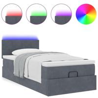 Ottoman bed met matras en LED's 100x200 cm fluweel donkergrijs - thumbnail