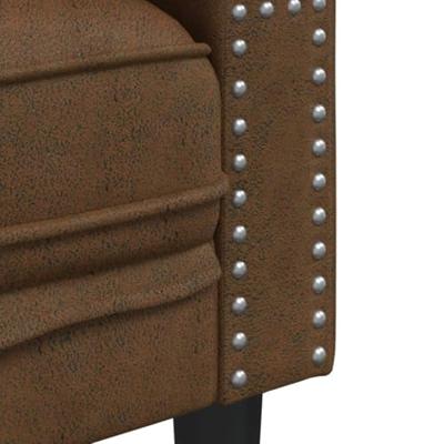 3-delige Loungeset Chesterfield met bolsters kunstsuède bruin - thumbnail