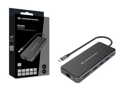Conceptronic DONN15G notebook dock & poortreplicator Bedraad USB 3.2 Gen 1 (3.1 Gen 1) Type-C Grijs
