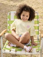 T-shirt met cropped model en bloemmotieven met glitter voor meisjes lichtgeel - thumbnail