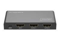 Digitus DS-55336 1 + 2 poorten HDMI-splitter LED-weergave, Met status-LEDs, Met metalen behuizing, Individueel schakelbaar, Ultra HD-geschikt 3840 x 3840 Pixel - thumbnail