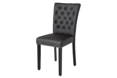 Chesterfield Stoel CASTLE Zwart Kunstleer Rubber Hout Decoratieve Klinknagels - 44588