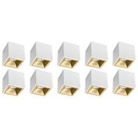 Opbouwspot Vierkant GU10 - Mat Wit/Goud - Aluminium - 10 Stuks - thumbnail