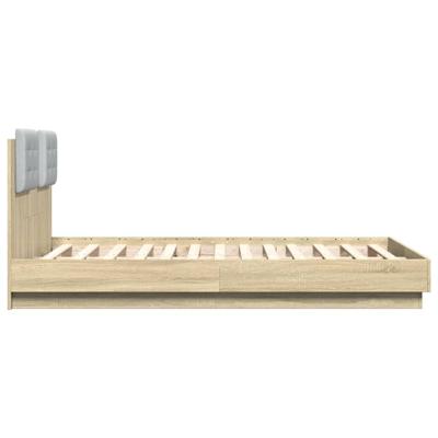 Bedframe met hoofdbord en LED sonoma eikenkleurig 120x190 cm - thumbnail
