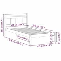 Bedframe Wit Massief grenenhout - thumbnail