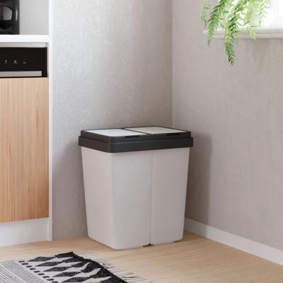 VidaXL Vuilnisbak dubbel 2x25 l wit