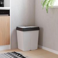 VidaXL Vuilnisbak dubbel 2x25 l wit - thumbnail