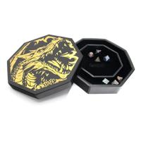 CritStones Arena Dice Tray Black Dragon (Yellow Lid) - thumbnail