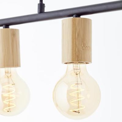 Brilliant 5-lichts hanglampKerry zwart met hout - 99713/76