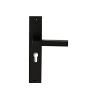 Hardbrass Deurkruk Geneve op rechthoekig langschild profielcilindergat 55mm - zwart - thumbnail