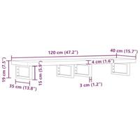 Badkamer wandschap staal en massief acaciahout - thumbnail