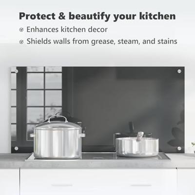 VidaXL Keuken spatscherm donkergrijs 100 x 50 cm gehard glas VidaXL Keuken spatscherm donkergrijs 100 x 50 cm gehard glas
