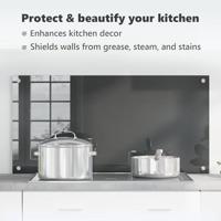VidaXL Keuken spatscherm donkergrijs 100 x 50 cm gehard glas - thumbnail