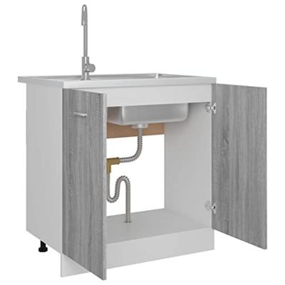 Gootsteenkast Lyon 80x46x81,5cm bewerkt hout grijs sonoma eiken