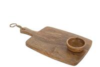 J-Line Mango snijplank + kom - hout - naturel - S - thumbnail