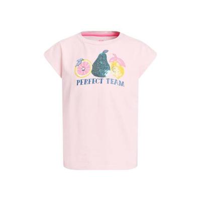 WE Fashion T-shirt met printopdruk en pailletten roze WE Fashion T-shirt met printopdruk en pailletten roze