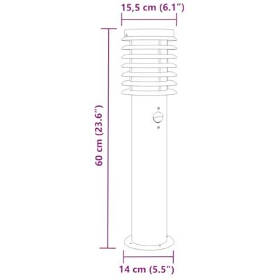 VidaXL Buitenvloerlampen 3 st met sensors 60 cm roestvrijstaal zilver