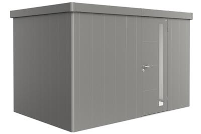 Biohort Neo 2D metalen tuinhuis enkele deur kwartsgrijs 348x236 cm- Plat dak- Metaal- Biohort