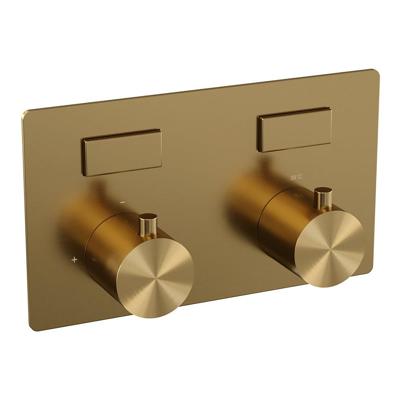 Gold Edition 2-weg inbouwthermostaat met drukknoppen goud geborsteld PVD