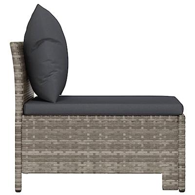 Tuinmiddenbank met kussens poly rattan grijs - thumbnail