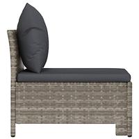 Tuinmiddenbank met kussens poly rattan grijs - thumbnail