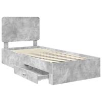 Bedframe met hoofdeinde Beton Grijs 90 x 190 cm Bewerkt hout - thumbnail