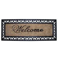Clayre & Eef Deurmat 120x45 cm Zwart Kokosvezel Rubber Rechthoek - thumbnail