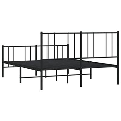 Bedframe met hoofd- en voeteneinde metaal zwart 150x200 cm - thumbnail