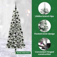 VidaXL Kunstmatige inklapbare kerstboom groen en wit 180 cm - thumbnail