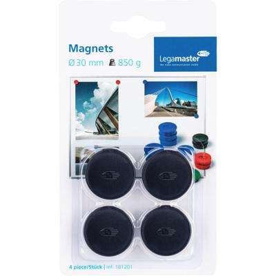 Magneet legamaster 30mm 850gr zwart 4 stuks