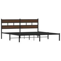 Bedframe met hoofdbord zonder matras bruin eiken 183x213 cm - thumbnail
