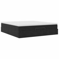 Ottoman bed met matras 160x200cm fluweel zwart - thumbnail