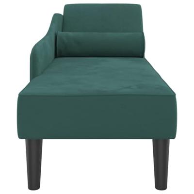Chaise longue met kussens fluweel donkergroen