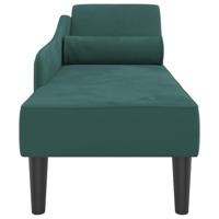 Chaise longue met kussens fluweel donkergroen - thumbnail