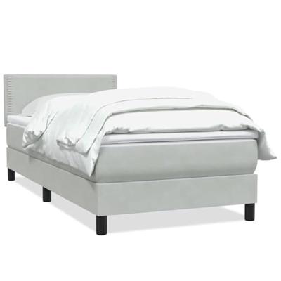 Boxspring met matras fluweel lichtgrijs 90x220 cm