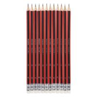 Bruynzeel hb zwart-rood en gum grafietpotlood - thumbnail