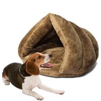 Driehoekige kat kennel warm Thicken Mongoolse yurt huisdier honden katten huis grootte: L 45 × 45 × 33cm (bruin) - thumbnail