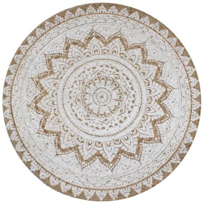VidaXL Tapijt met print rond 120 cm gevlochten jute