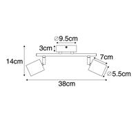 QAZQA Industriële spot zwart met hout kantelbaar 2-lichts - Jeana - thumbnail