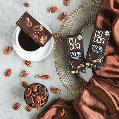 Cocoa 70% Dark Chocolate Pecan Reep Cocoa 70% Dark Chocolate Pecan Reep